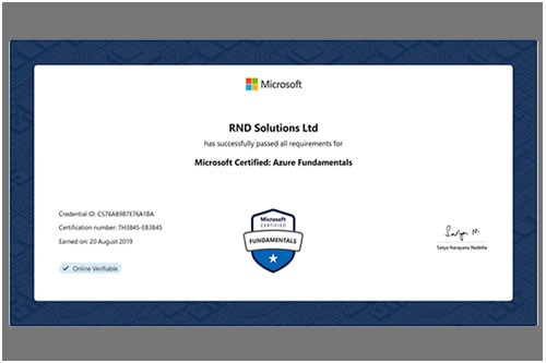Microsoft Azure Fundimentals Certificate